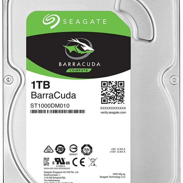 Seagate BarraCuda, 1 TB Unità Disco Interna, Unità SATA da 6 GBit/s, 3,5", 7.200 RPM